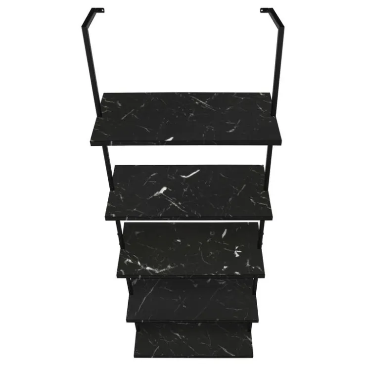 Monarch Bookcase - 72"h ladder marble / metal - Black Hot