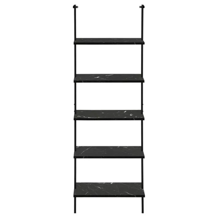 Monarch Bookcase - 72"h ladder marble / metal - Black Hot