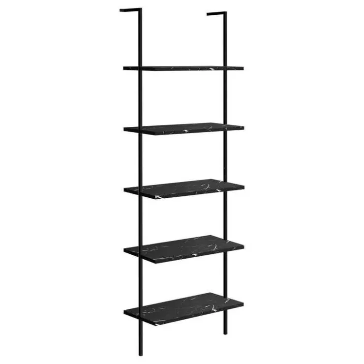 Monarch Bookcase - 72"h ladder marble / metal - Black Hot