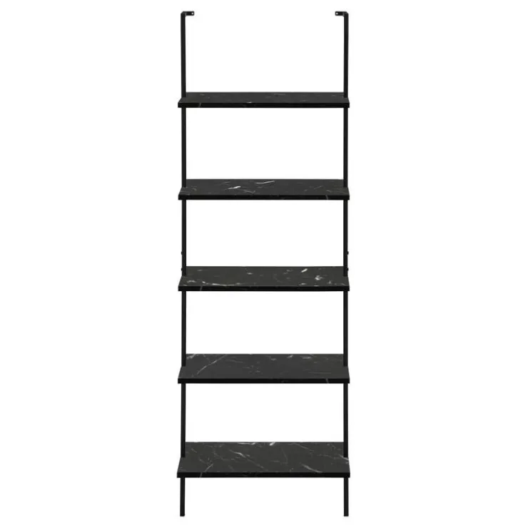 Monarch Bookcase - 72"h ladder marble / metal - Black Hot