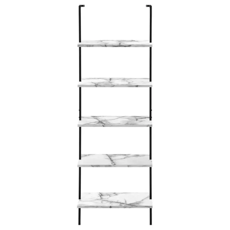 Monarch Bookcase - 72"h ladder marble / black metal - White Online