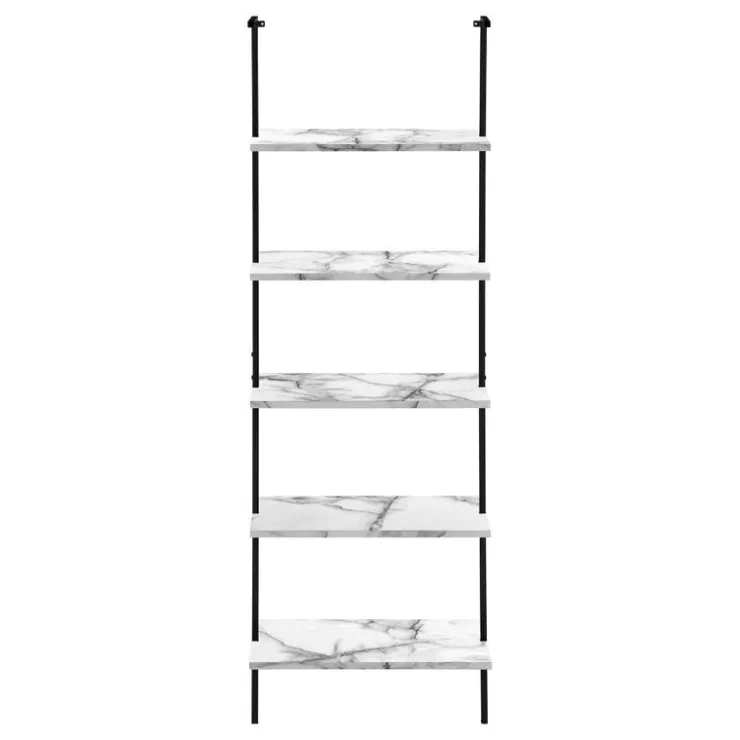 Monarch Bookcase - 72"h ladder marble / black metal - White Online