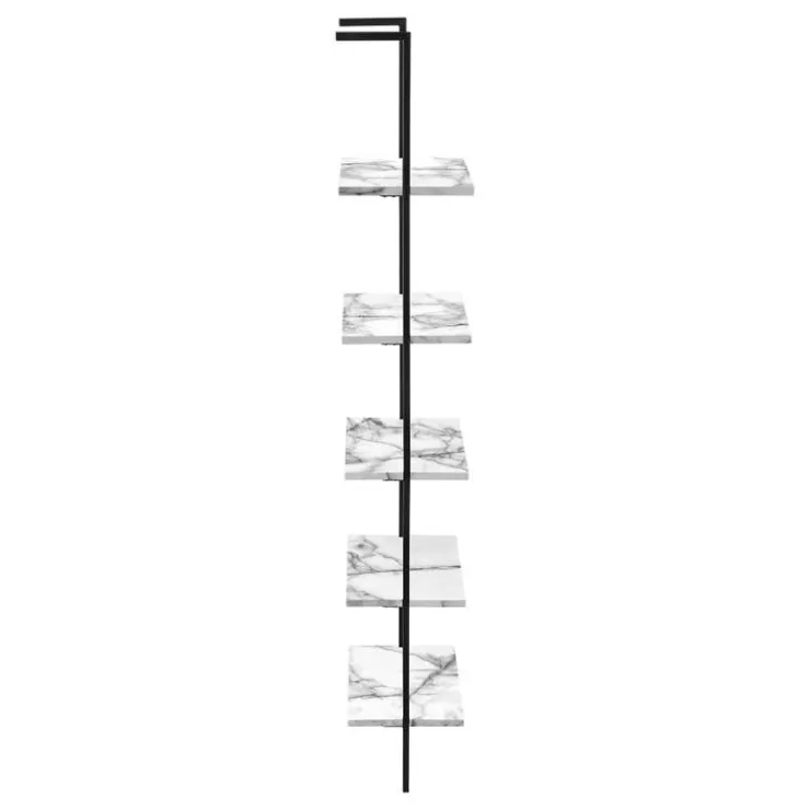 Monarch Bookcase - 72"h ladder marble / black metal - White Online