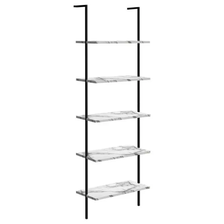 Monarch Bookcase - 72"h ladder marble / black metal - White Online