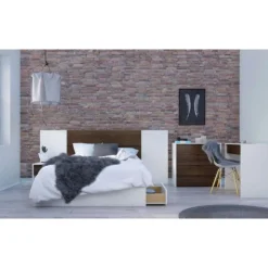 Nexera Bookcase, 1-Door, White - Brown and White New