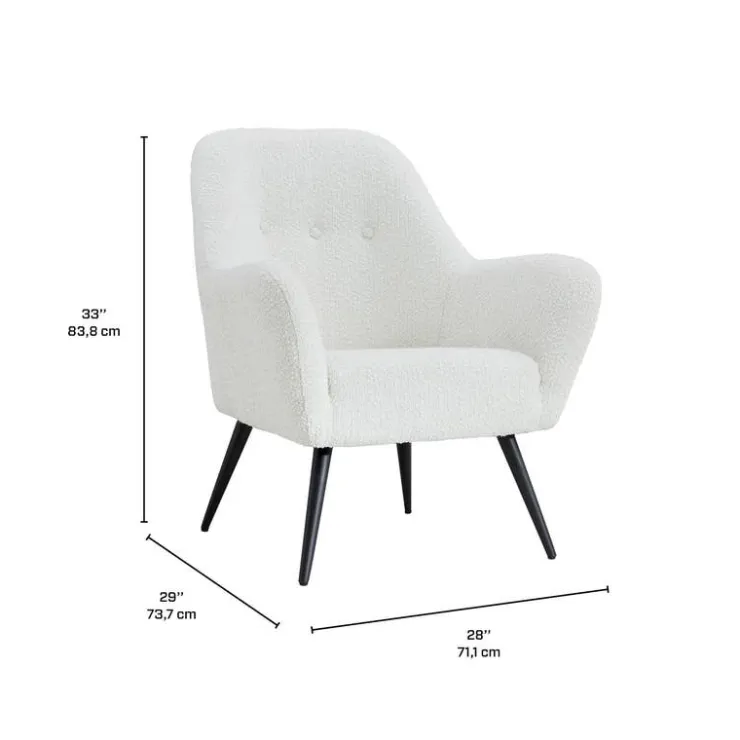 Bouclé Fabric Accent Chair - White Discount