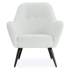 Bouclé Fabric Accent Chair - White Discount