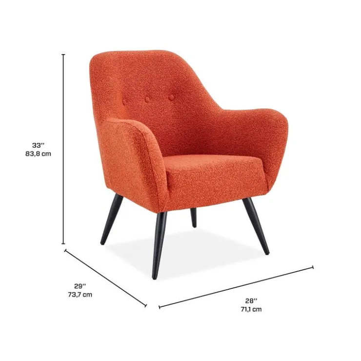Bouclé Fabric Accent Chair - Rust Discount