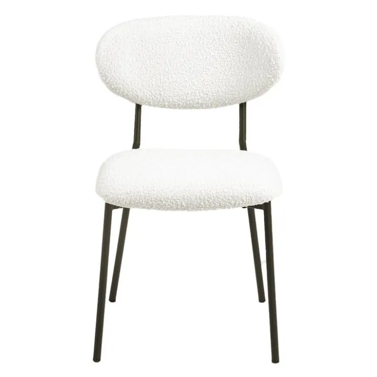 Bouclé Fabric Chairs (Set of 2) - White Sale