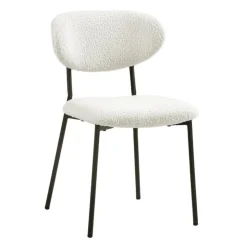 Bouclé Fabric Chairs (Set of 2) - White Sale