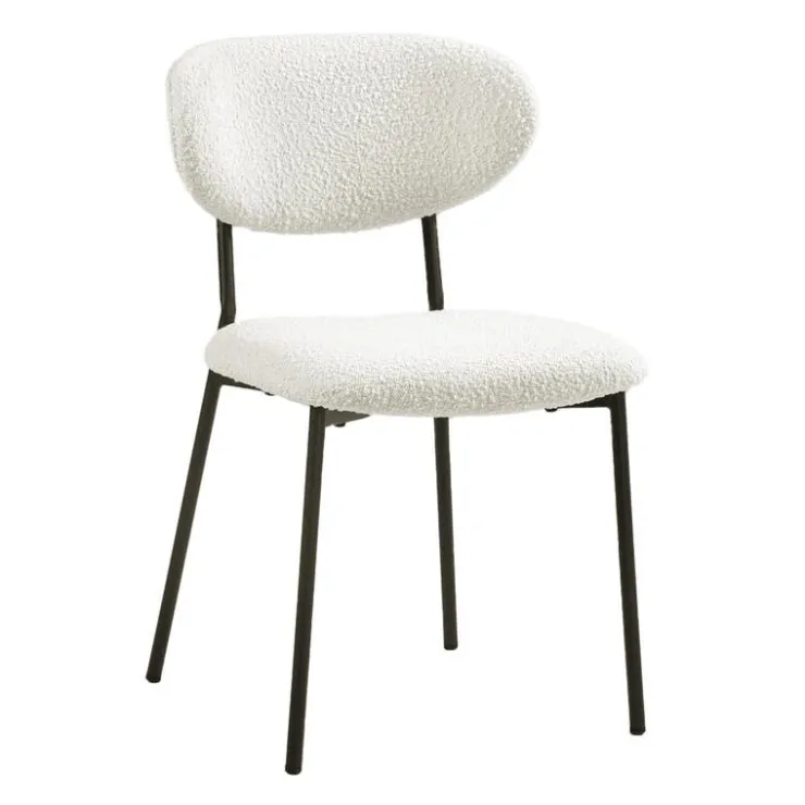 Bouclé Fabric Chairs (Set of 2) - White Sale