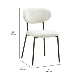 Bouclé Fabric Chairs (Set of 2) - White Sale