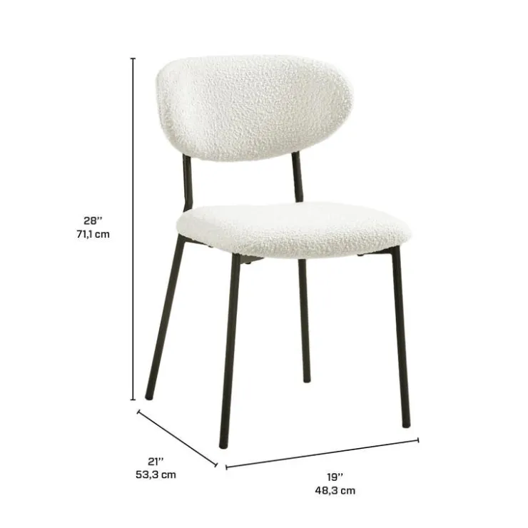 Bouclé Fabric Chairs (Set of 2) - White Sale