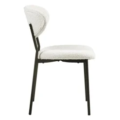 Bouclé Fabric Chairs (Set of 2) - White Sale