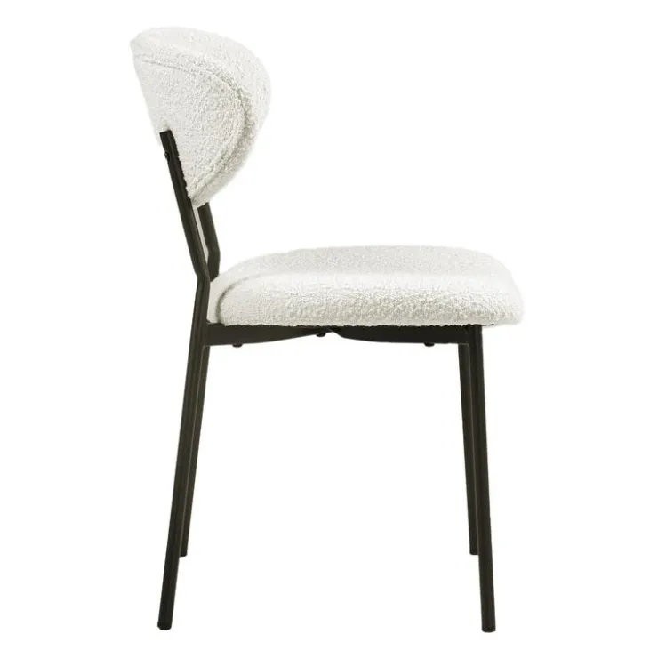Bouclé Fabric Chairs (Set of 2) - White Sale