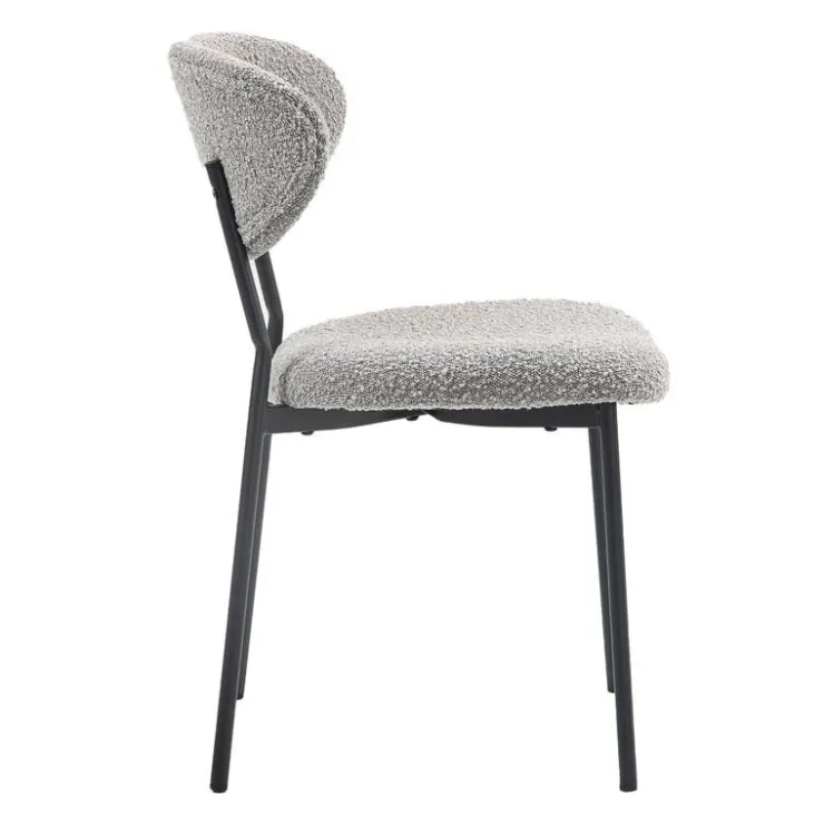 Bouclé Fabric Chairs (Set of 2) - Grey Light Grey Online