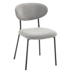 Bouclé Fabric Chairs (Set of 2) - Grey Light Grey Online