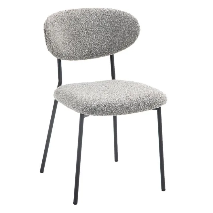Bouclé Fabric Chairs (Set of 2) - Grey Light Grey Online