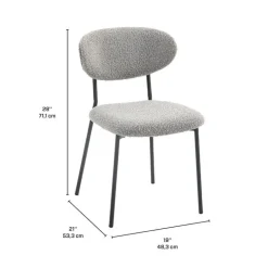 Bouclé Fabric Chairs (Set of 2) - Grey Light Grey Online