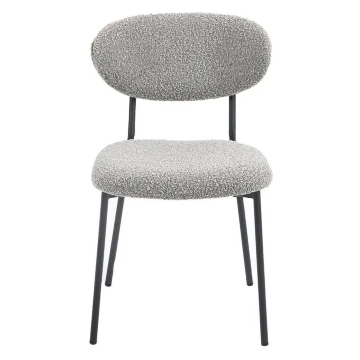 Bouclé Fabric Chairs (Set of 2) - Grey Light Grey Online