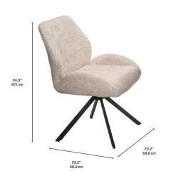 Bouclé Fabric Chairs with Low Arms (Set of 2) - Beige Online