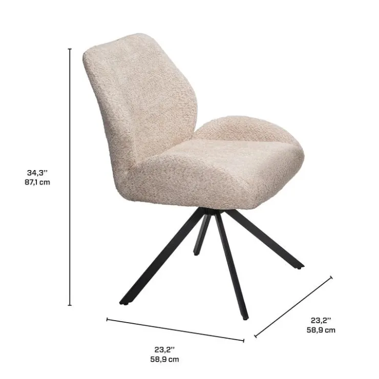 Bouclé Fabric Chairs with Low Arms (Set of 2) - Beige Online