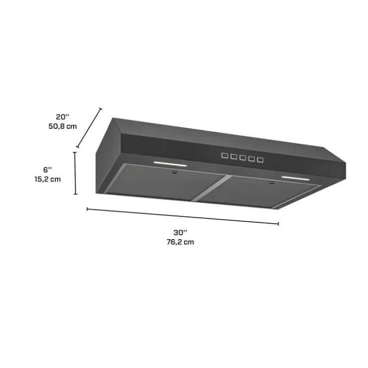 Broan Range Hood Standard 30" , 350 CFM - GLA2303BLS Black Stainless New