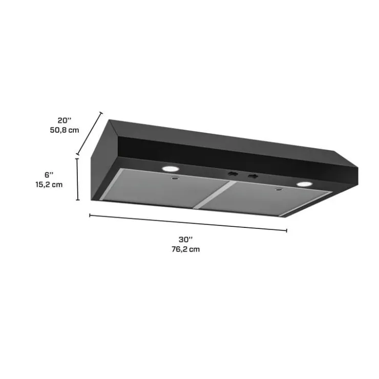 Broan Range Hood Standard 30" , 350 CFM - GLA1303BL Black