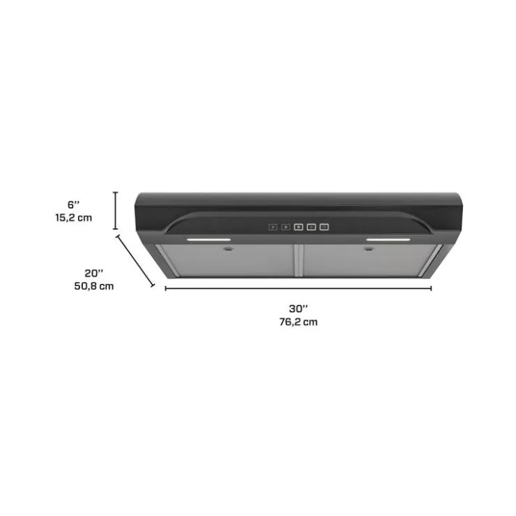 Broan Range Hood Standard 30" , 350 CFM - ALT2303BLS Black Stainless Outlet