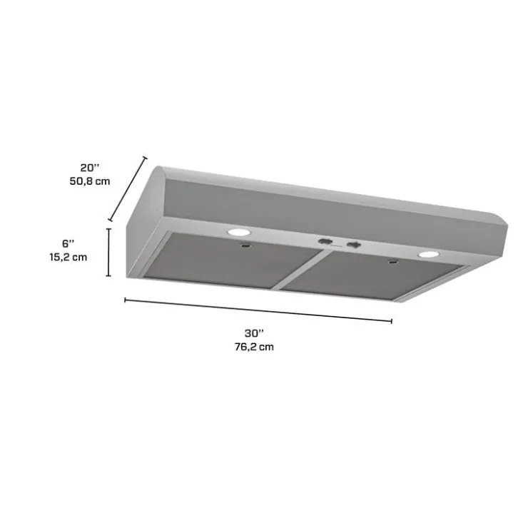 Broan Range Hood Standard 30" , 350 CFM - MTR1303SS Stainless Steel Hot