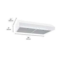 Broan Range Hood Standard 36" , 350 CFM - GLA1363WW White Hot