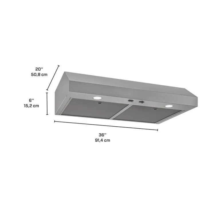 Broan Range Hood Standard 36" , 350 CFM - GLA1363SS Stainless Steel Clearance