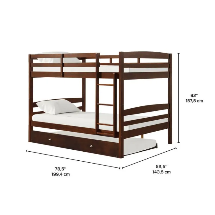 Brown Bunk Bed with Trundle Bed - 54"/54" Expresso Discount