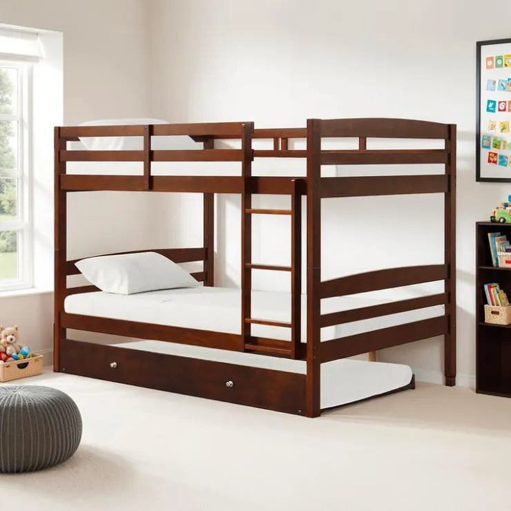 Brown Bunk Bed with Trundle Bed - 54"/54" Expresso Discount