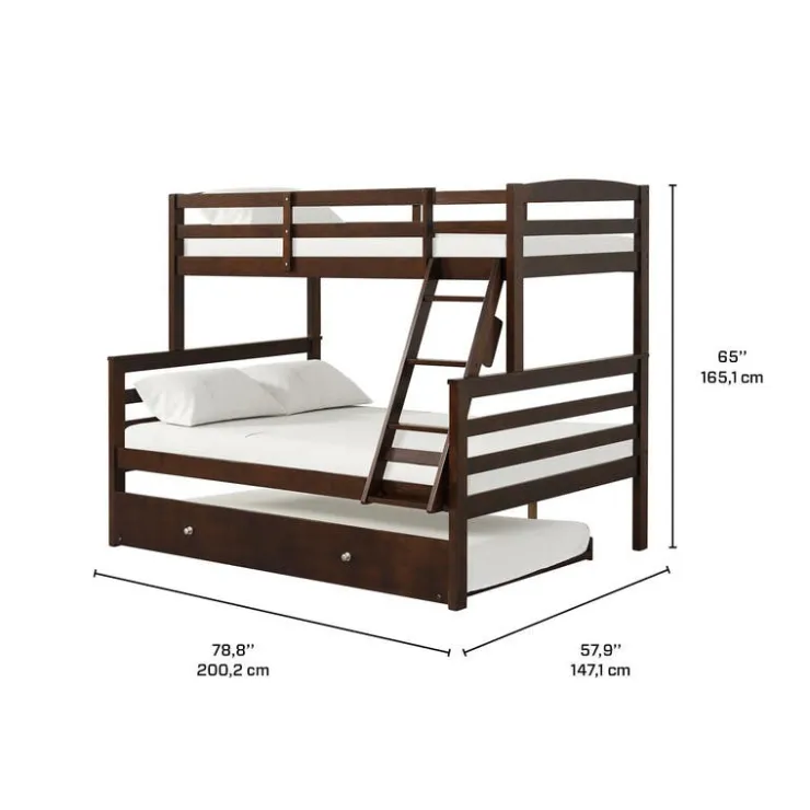Brown Bunk Bed with Trundle Bed - 39"/54" Expresso Online