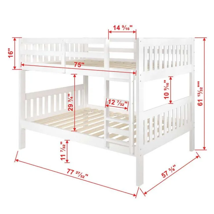 Bunk Bed 54/54 with 2 Drawers White Discount