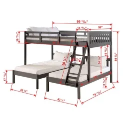 Bunk Bed 2 x 39"/54" Dark Grey Sale