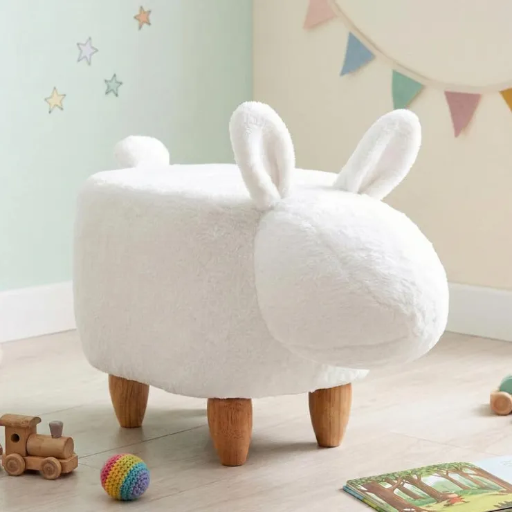 Bunny-Shaped Kids Pouf – 26.4" x 14.2" x 14.6" White Discount