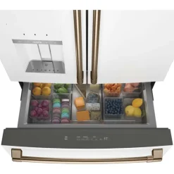 GE Café CAFE 27.8 Cu Ft 36 In Refrigerator Bottom Freezer, French door - CVE28DP4NW2 White Clearance