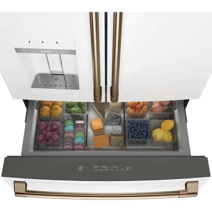 GE Café CAFE 27.8 Cu Ft 36 In Refrigerator Bottom Freezer, French door - CVE28DP4NW2 White Clearance