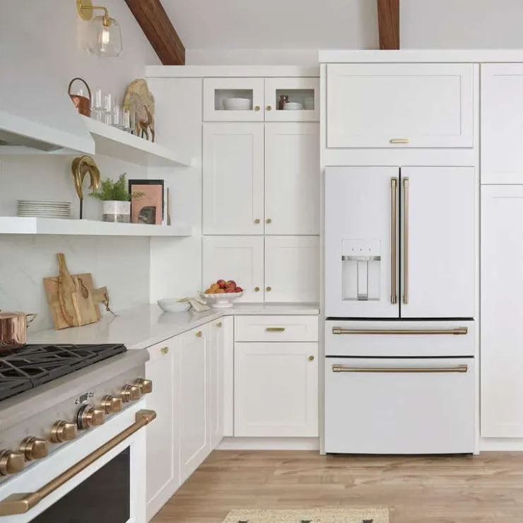 GE Café CAFE 27.8 Cu Ft 36 In Refrigerator Bottom Freezer, French door - CVE28DP4NW2 White Clearance