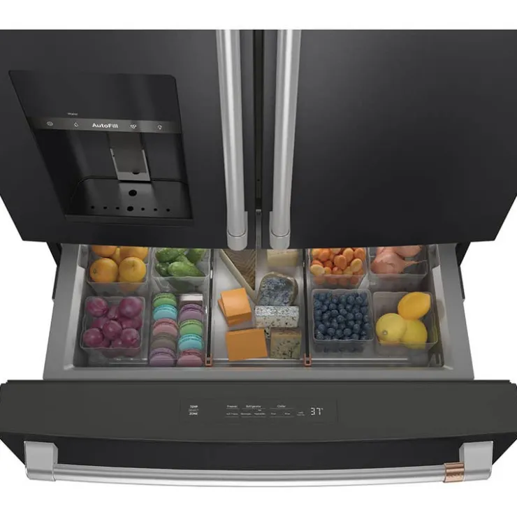 GE Café CAFE 27.8 Cu Ft 36 In Refrigerator Bottom Freezer, French door - CVE28DP3ND1 Black Best