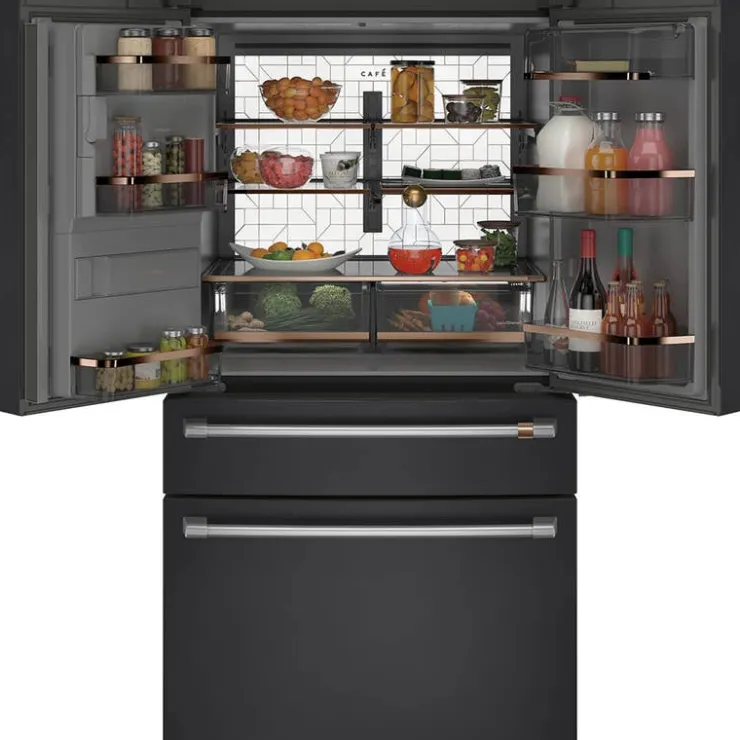GE Café CAFE 27.8 Cu Ft 36 In Refrigerator Bottom Freezer, French door - CVE28DP3ND1 Black Best