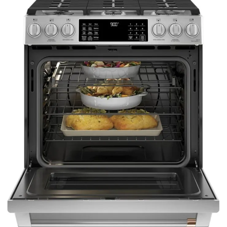 GE Café CAFE Dual-Fuel Range 30" Dual Energy Gas - CC2S900P2MS1 Stainless Steel Hot