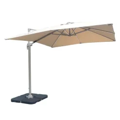 Cantilever Patio Umbrella with 360° Rotation and Solar LED Lighting - 10 ft Beige