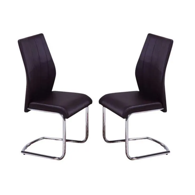 Chairs with Chrome Base (Set of 2) - Black New