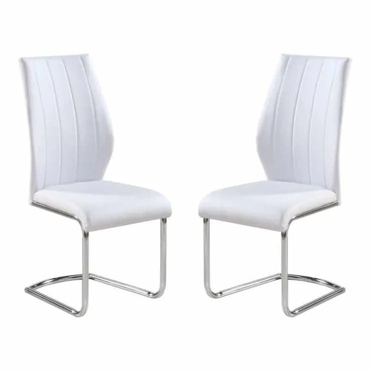 Chairs with Chrome Base (Set of 2) - WHITE