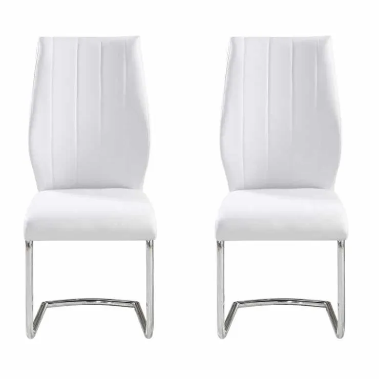 Chairs with Chrome Base (Set of 2) - WHITE