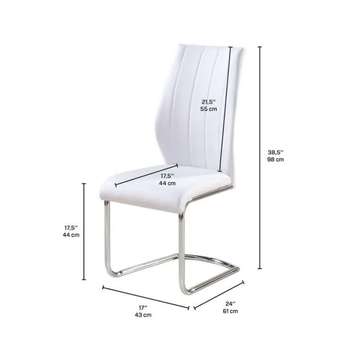 Chairs with Chrome Base (Set of 2) - WHITE