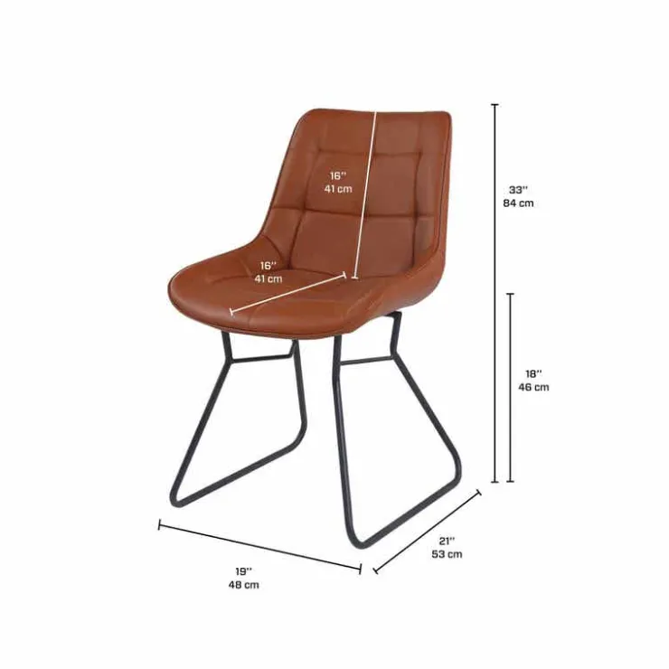 Chairs with Sleigh Legs (Set of 2) - Brown Light brown New